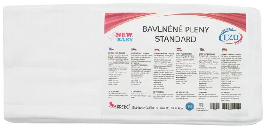 New Baby Bavlnené Plienky Standard 60x80 Cm 10 Ks