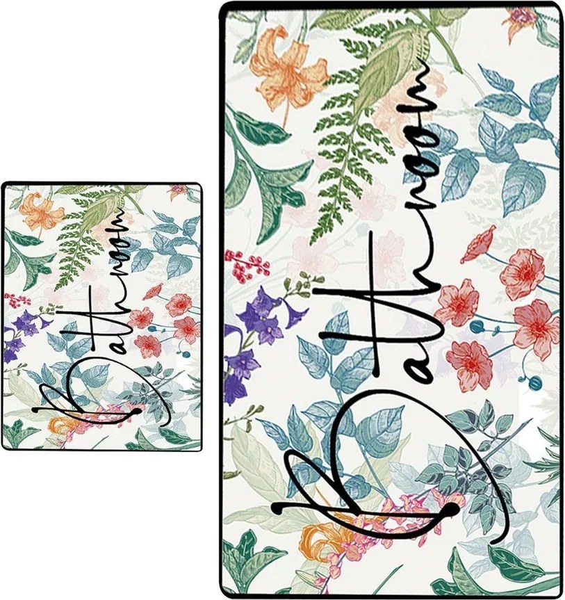 Kúpeľňové predložky v súprave 2 ks 60x100 cm Green In Flower – Foutastic