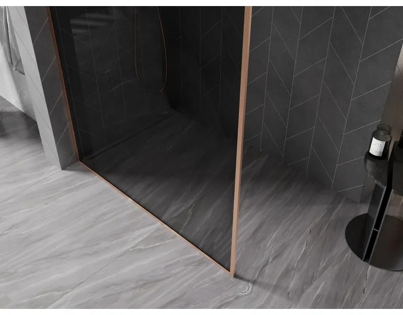 Mexen Kioto-F, sprchová zástena s rámom 70 x 202 cm, 8 mm šedé sklo, profil medená matná, 800-070-104-65-40