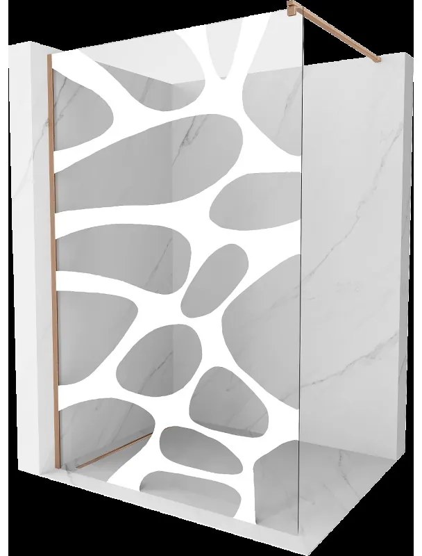 Mexen Kioto sprchová stena Walk-in 130 x 200 cm, biely vzor 8 mm, brúsená medi - 800-130-101-65-97