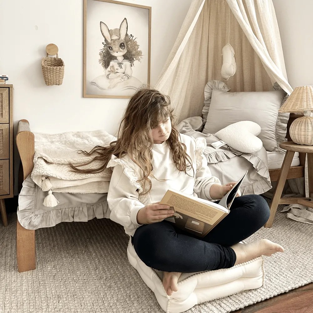 Junior obliečky s volánikmi tmavo béžová 100x135cm