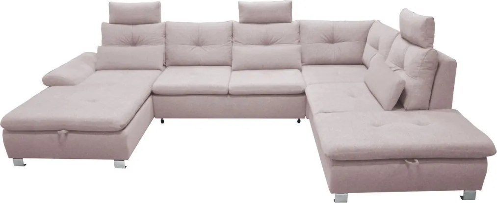 Sedacia súprava Madeira 3A, svetlo ružová látka, tvar pravé U