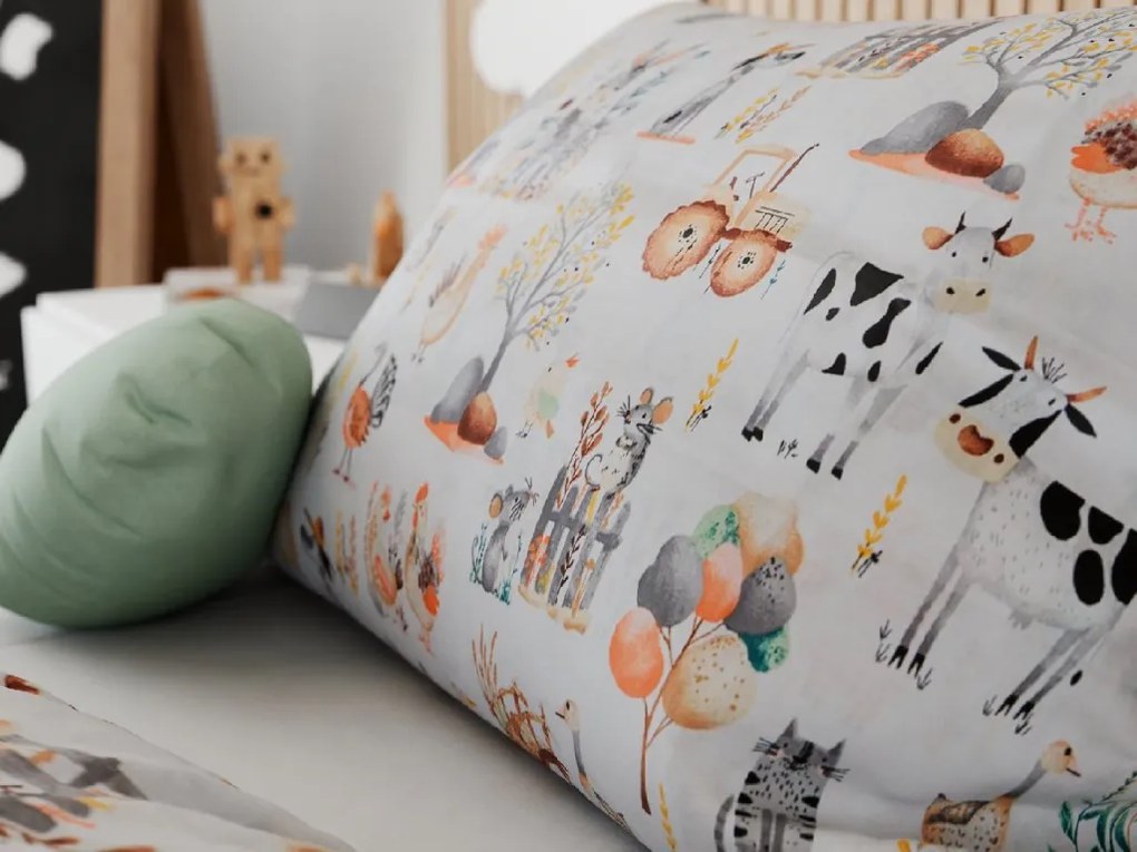 Bavlnené obliečky do postieľky HAPPY FARM biele Rozmer obliečky: 45 x 65 cm | 90 x 135 cm