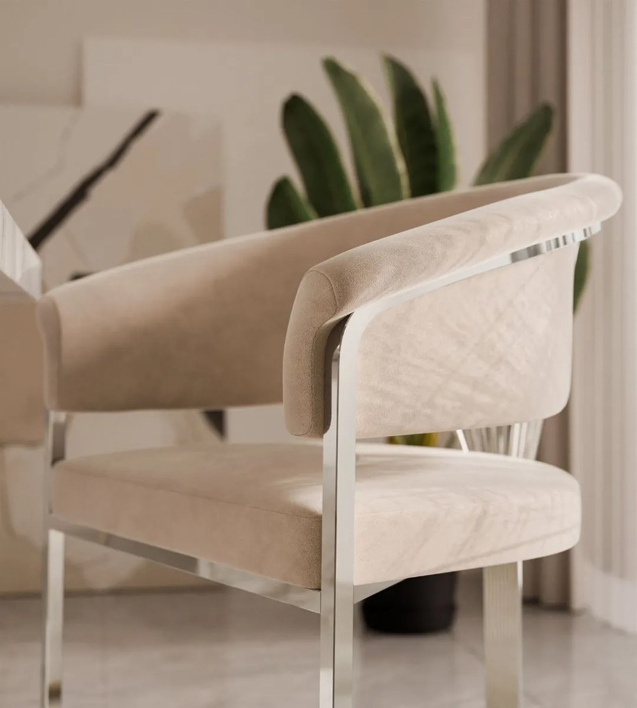 JEDÁLENSKÁ STOLIČKA GISELLE BÉŽOVÁ + CHRÓM