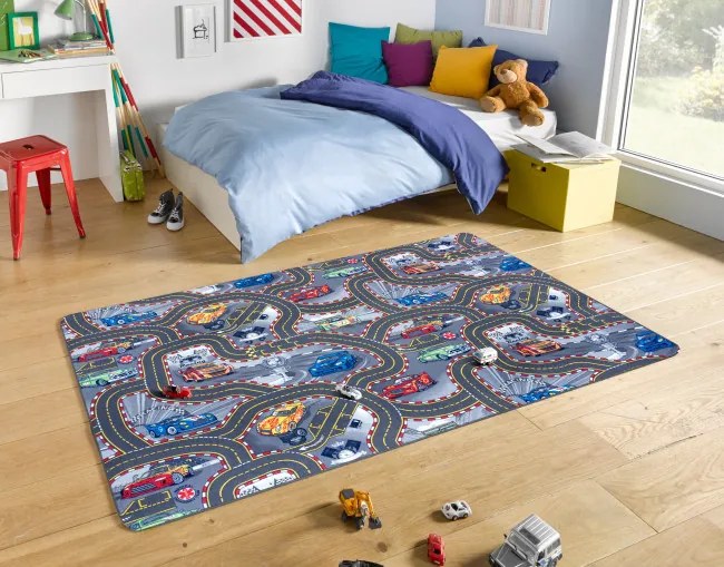 Koberec Hanse Home Play Race Track sivý / viacfarebný