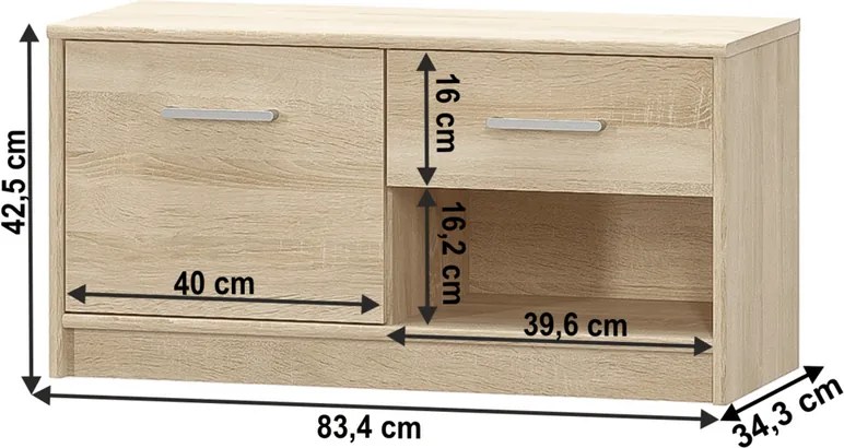 Skrinka TEYO 1D1S, dub sonoma
