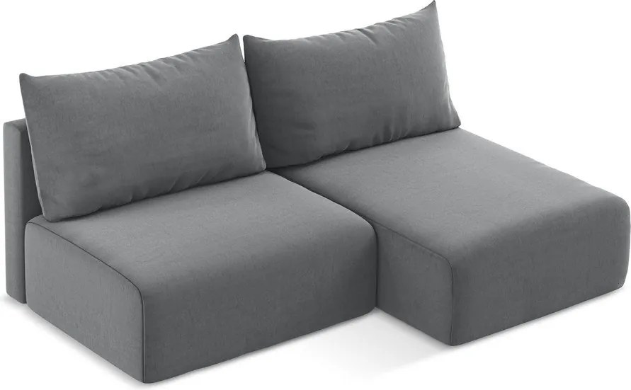 Sivá zamatová rozkladacia/s úložným priestorom rohová pohovka (pravý roh/s leňoškou) Kalena – Makamii