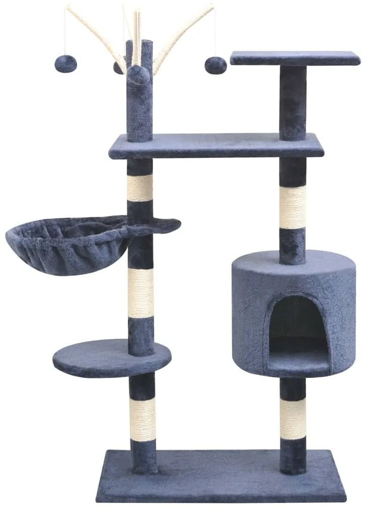 vidaXL Škrabadlo pre mačky so sisalovými stĺpikmi, 125 cm, tmavomodré