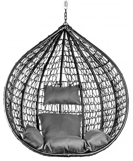 AKCIA Čierne závesné kreslo KOKON bez stojanu II. akosť