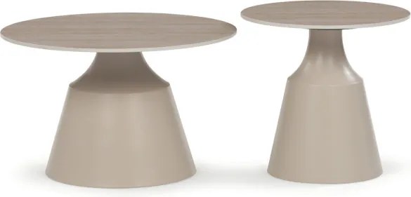 Set dvoch konferenčných stolíkov béžový travertín CT-F4152 TRV (2 ks)
