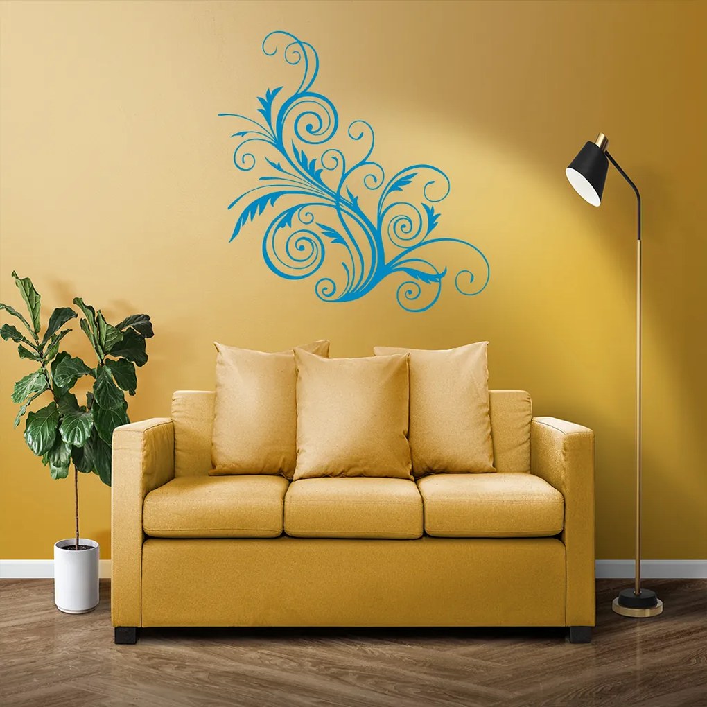 Veselá Stena Samolepka Ornament kvetina Farba: modrá, Veľkosť: 60 x 60 cm