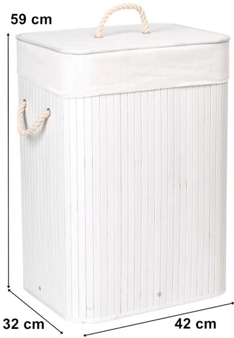 Kôš na bielizeň bambusový 80 l biely