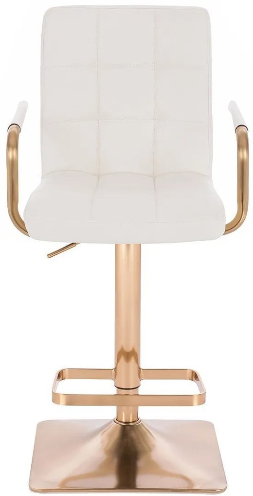 LuxuryForm DESIGN Barová stolička VERONA GOLD na zlatej hranatej základni - biela