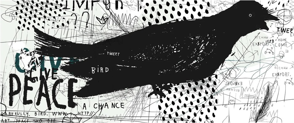 Obrázok - Street art - bird (120x50 cm)