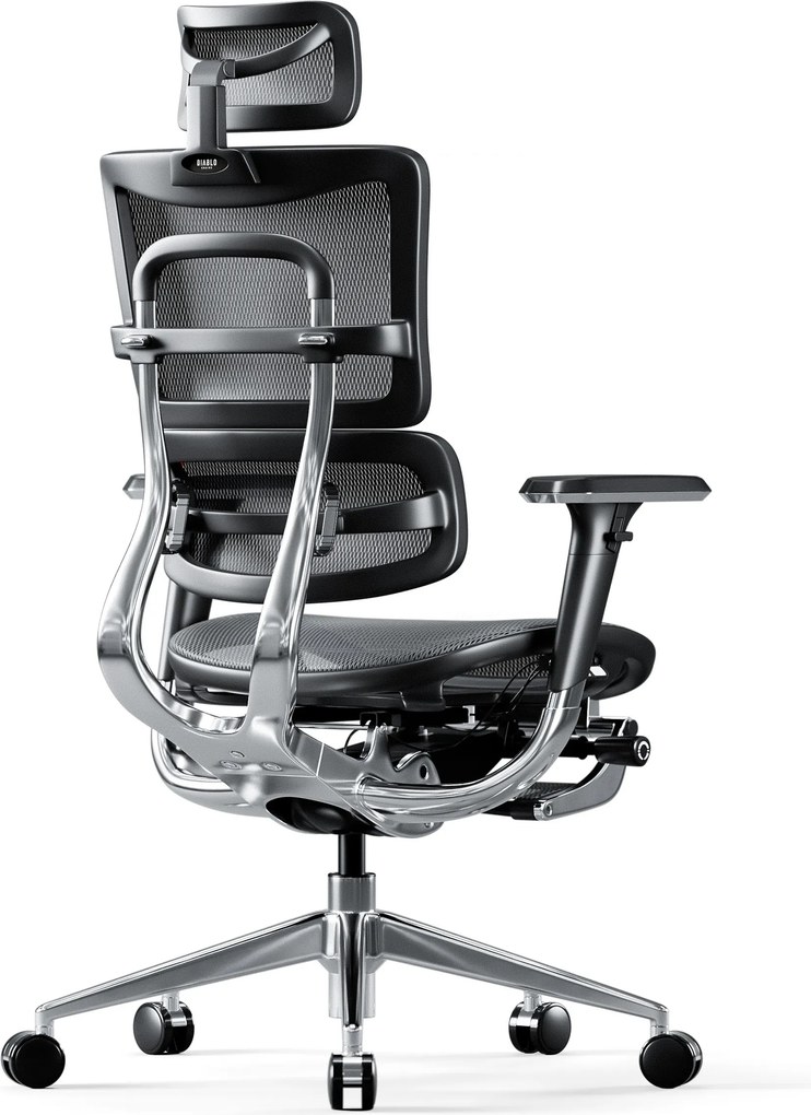 Ergonomická kancelárska stolička s podnožkou Normal Size, čierny-sivý: Diablo V-Master