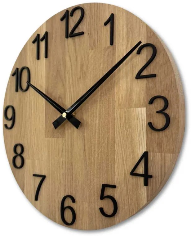 Nástenné hodiny drevené s vyrezávanými číslicami I SENTOP FB-MAS016-OSMO-3041-heads-black