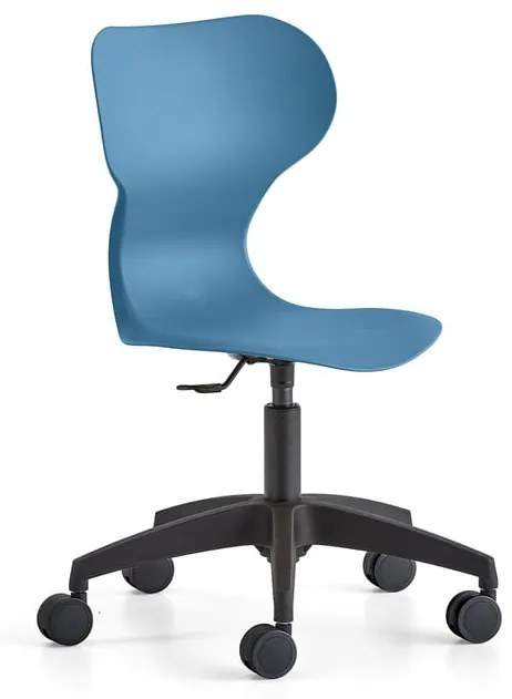 Stolička BRIAN, výškovo nastaviteľná, s kolieskami, modrá