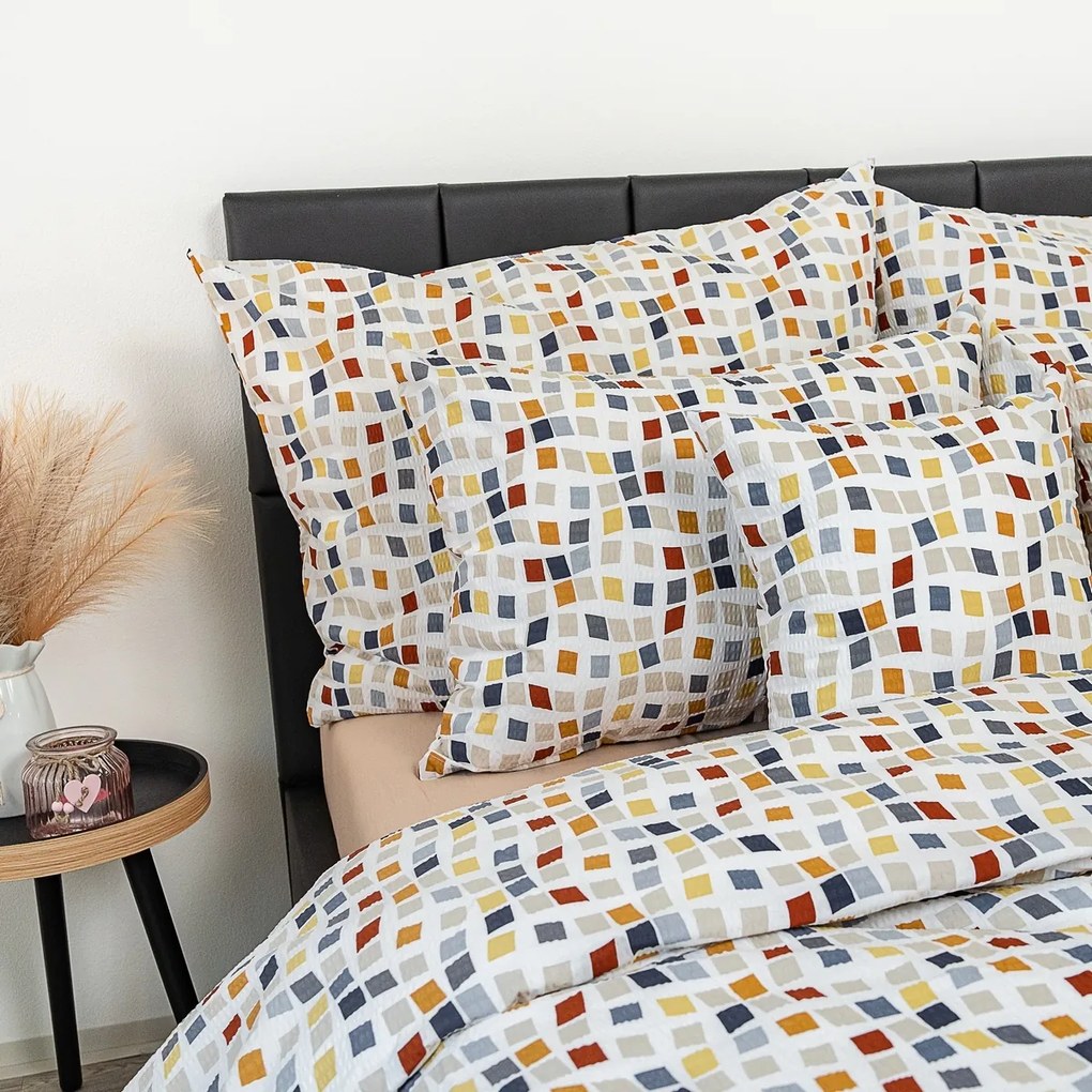 Kvalitex Krepové povlečení Mozaika, 240 x 220 cm,2x 70 x 90 cm, 240 x 220 cm, 2 ks 70 x 90 cm