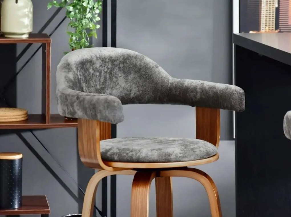 Barová čalúnená stolička NOAH tmavo šedá