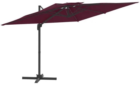 vidaXL Dvojitý konzolový slnečník bordovočervený 400x300 cm-