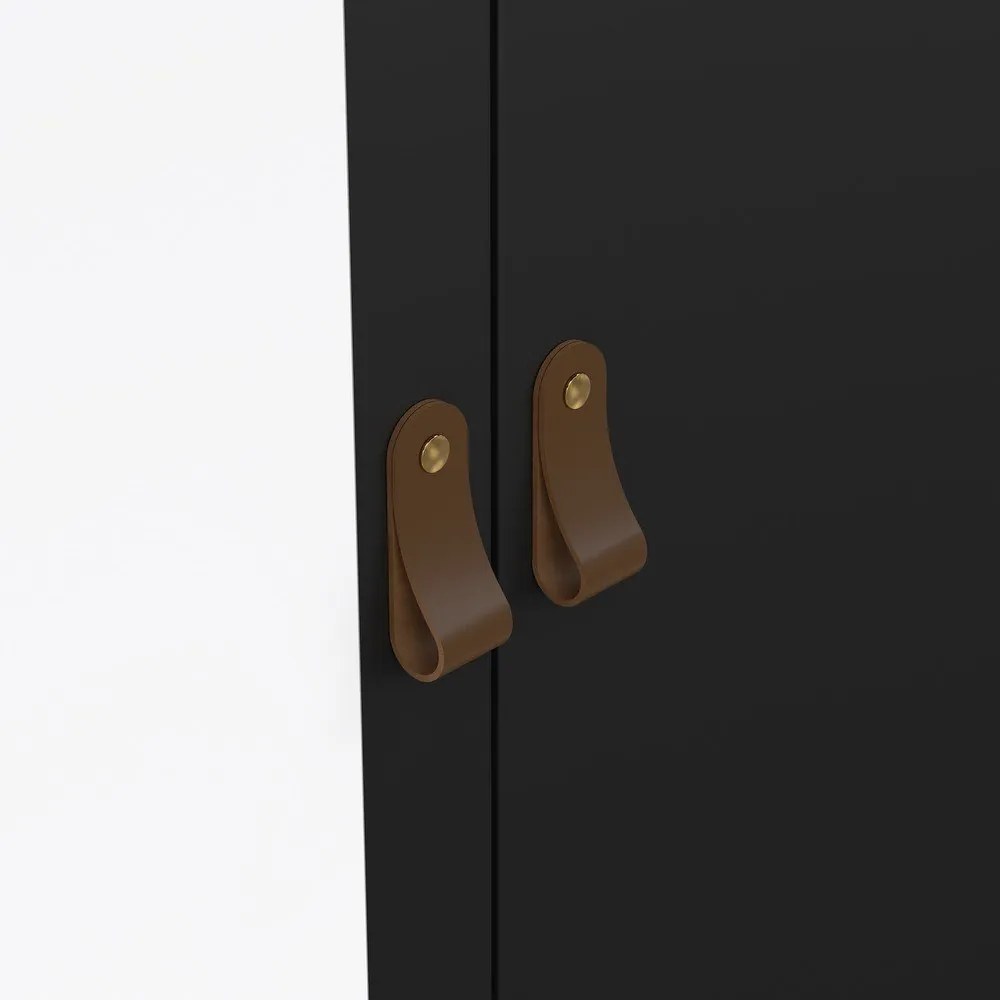 Čierna šatníková skriňa so zrkadlom 102x199x58 cm Madrid – Tvilum