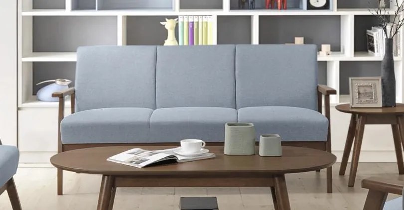 VerDesign, AZURON 3 čalúnený trojsedák, tmavý orech/modrá