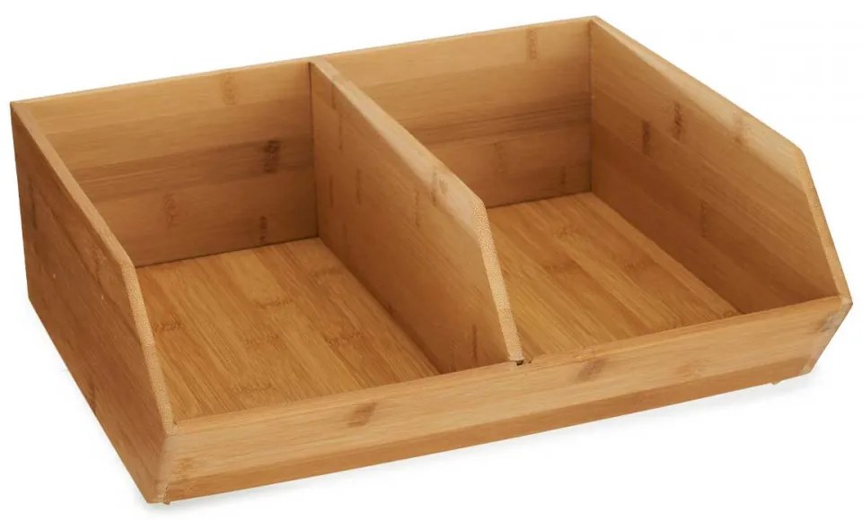 JJA Bambusový organizér, úložný box 2-komorový, dvojitý, DOUBLE CAJA, 34x31x13