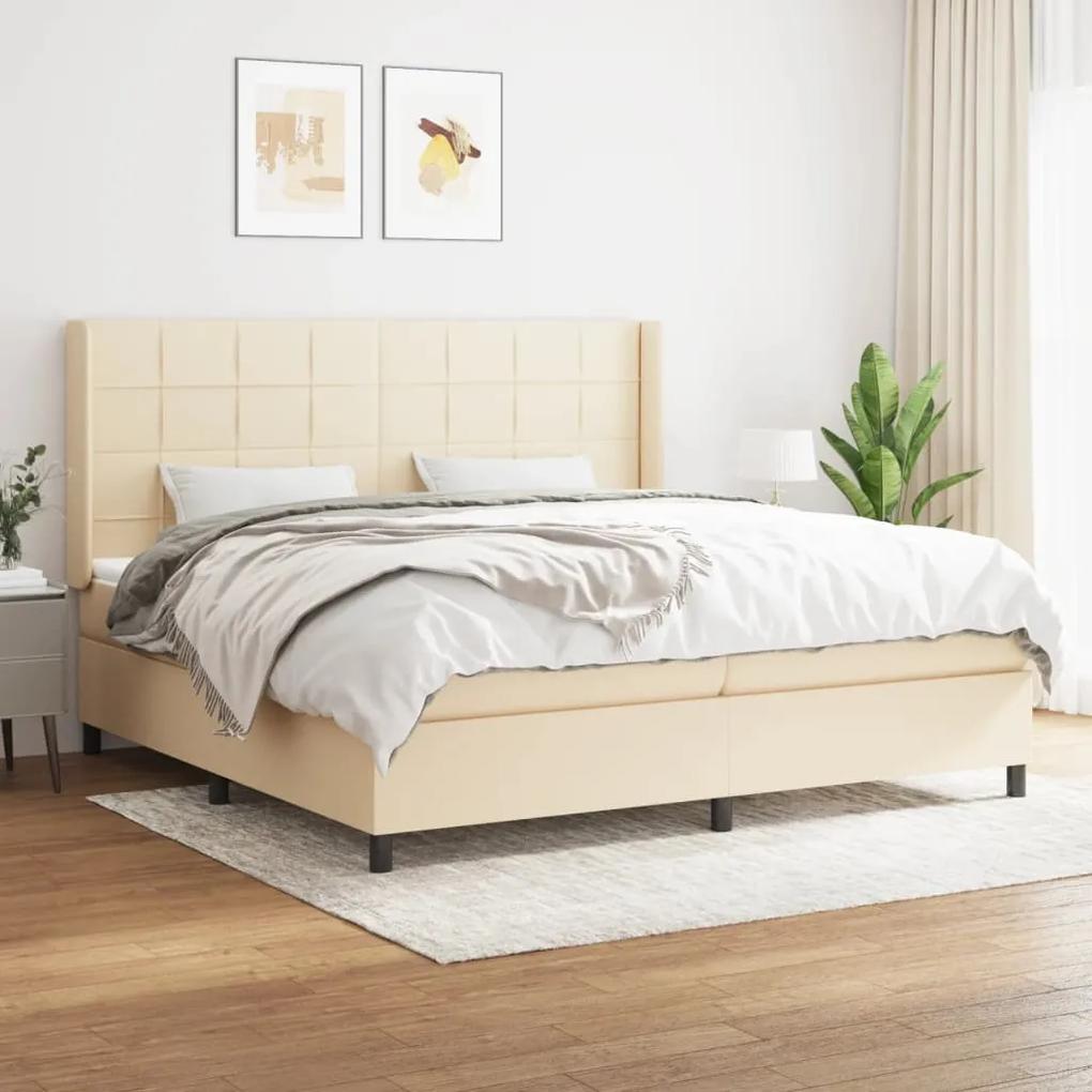 Boxspring posteľ s matracom krémová 200x200 cm látka 3131462