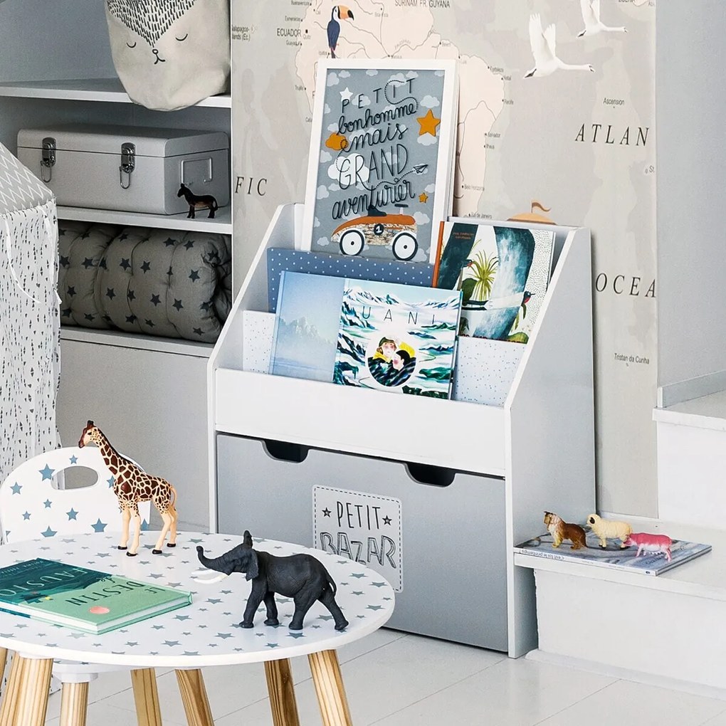Atmosphera Créateur d'intérieur Knižnica so zásuvným boxom sivá