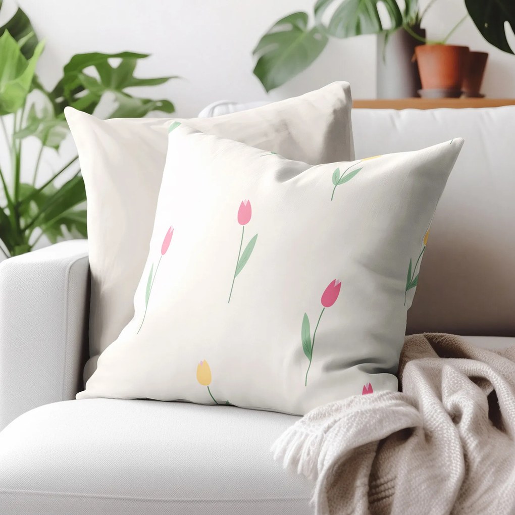 Goldea bavlnená obliečka na vankúš - tulipány 50 x 70 cm