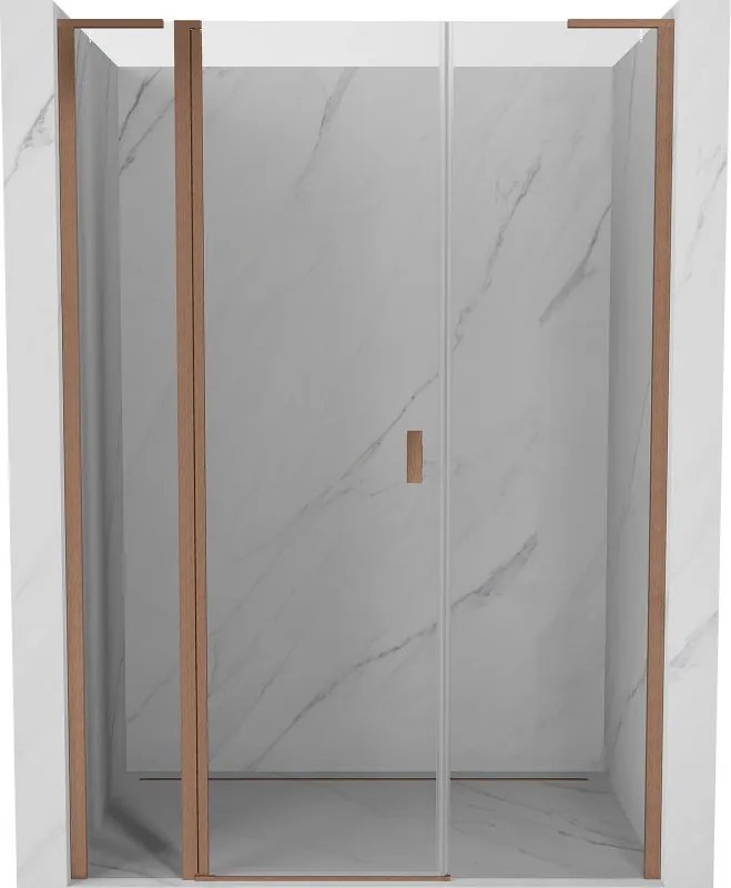 Mexen, Mexen Mist L Otočné sprchové dvere 160 cm, transparentné, brúsená meď - 8A4L-160-001-65-00