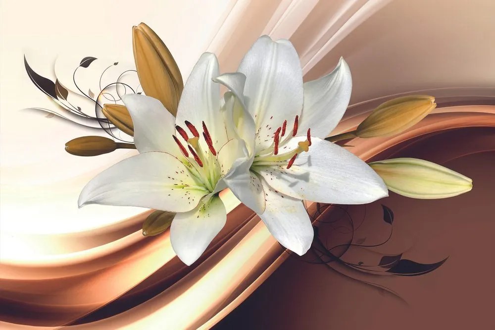 Tapeta decentná ľalia na abstraktnom pozadí