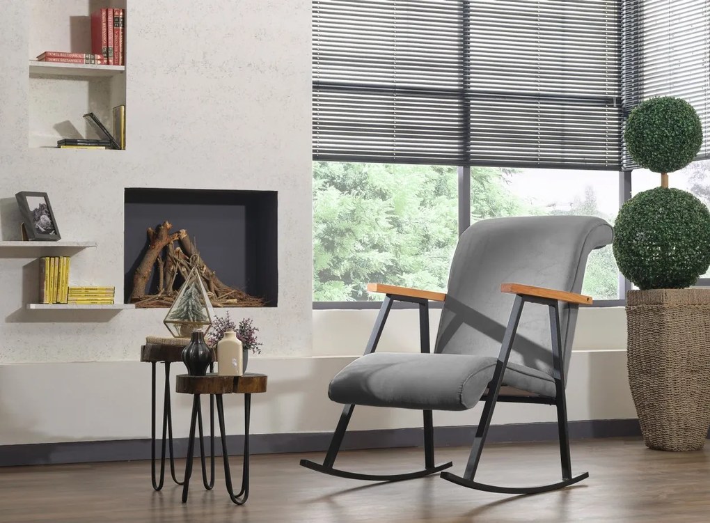 Hojdacie kreslo YOKA 55 cm sivé