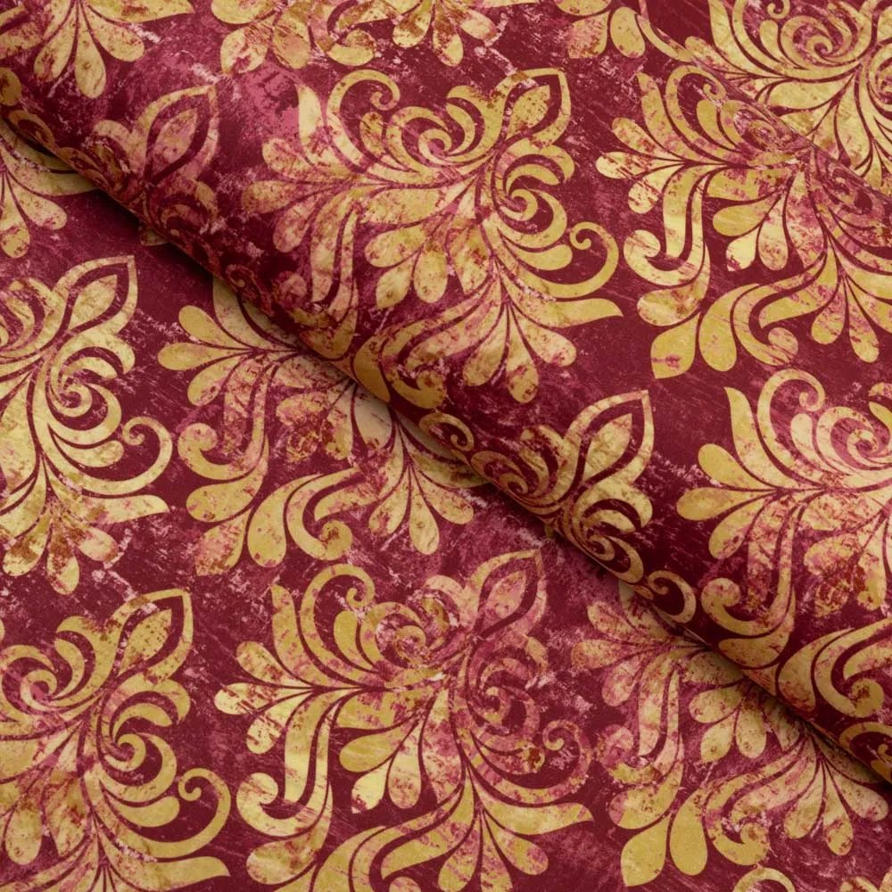 Biante Zamatový obdĺžnikový obrus Tamara TMR-053 Zámocký vzor na vínovo červenom 80x120 cm