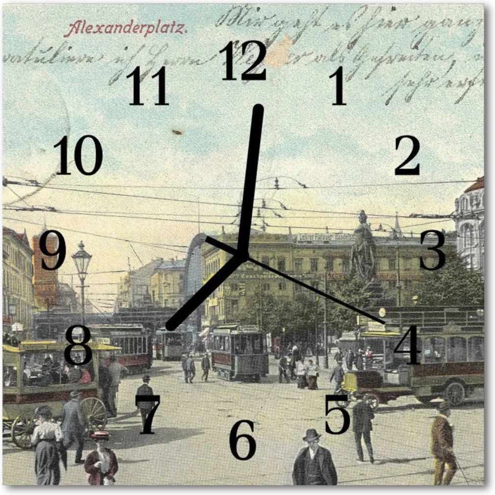 Nástenné sklenené hodiny  retro pohľadnice