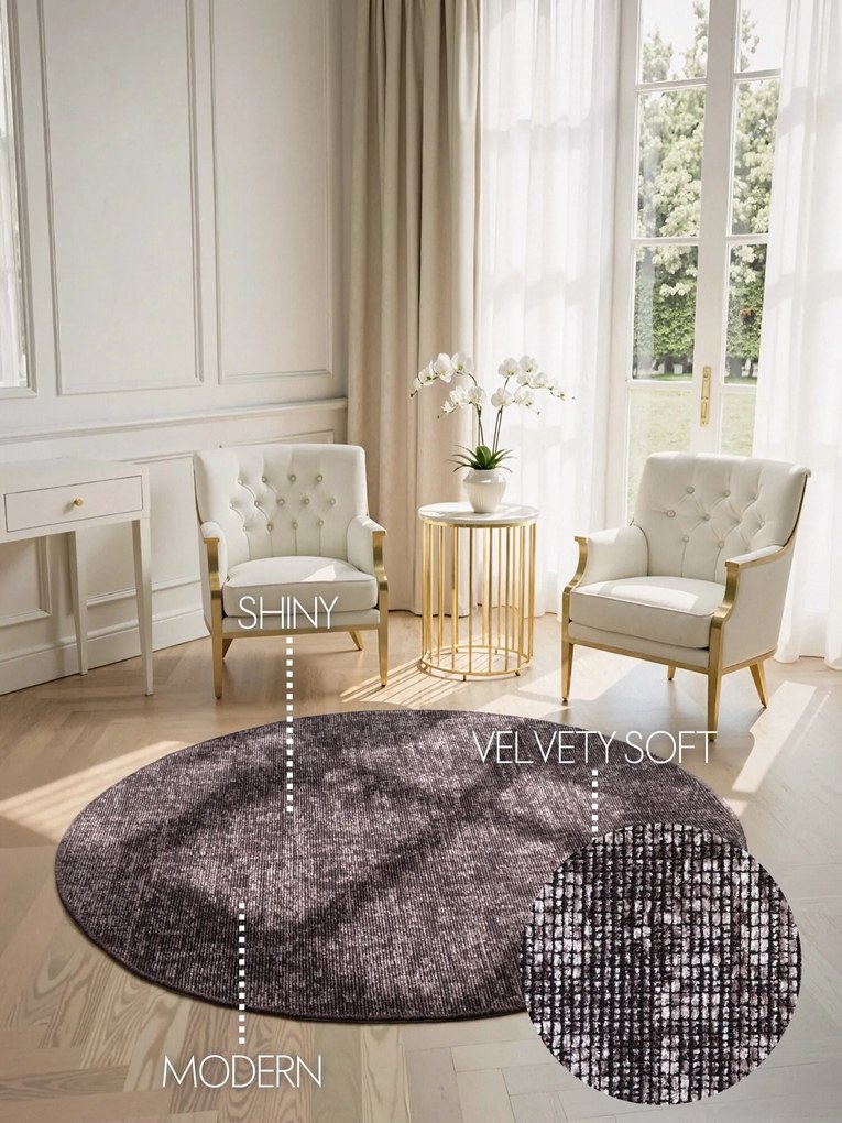 ELLE Decoration, Kusový koberec Brilliance Prisma 106311 Brown z kolekcie Elle kruh, 200x200 (priemer) kruh, hnedá, obývacia izba