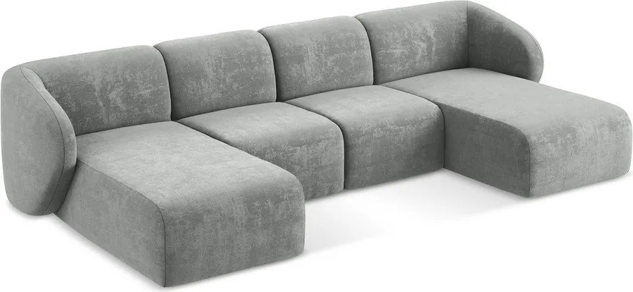 Sivá ženilková rohová pohovka (do tvaru "U") Lani – Makamii