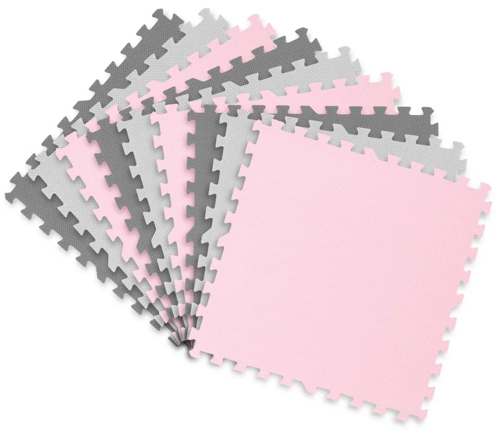 Ricokids Penová podložka na puzzle 180x180cm 9 ks sivá ružová