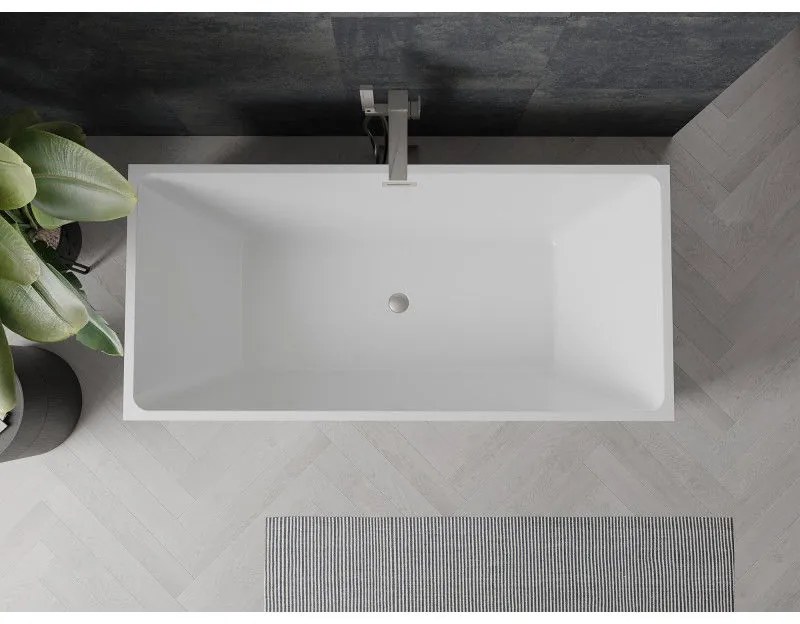 Mexen Nita, voľne stojaca vaňa 170 x 80 cm, biela-čierna, brúsená oceľ prepad, 52091708075-97