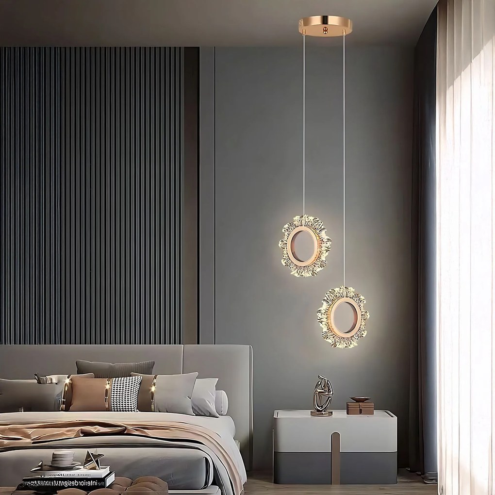 Toolight Toolight, LED závesné osvetlenie 2x21cm, 10W, 3000K, LHJ103-2CP, ružové zlato, OSW-60048