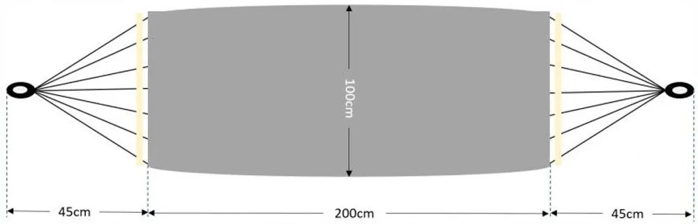 Chomik Závesná hojdacia sieť 200x100 cm - nosnosť 150 kg, sivá