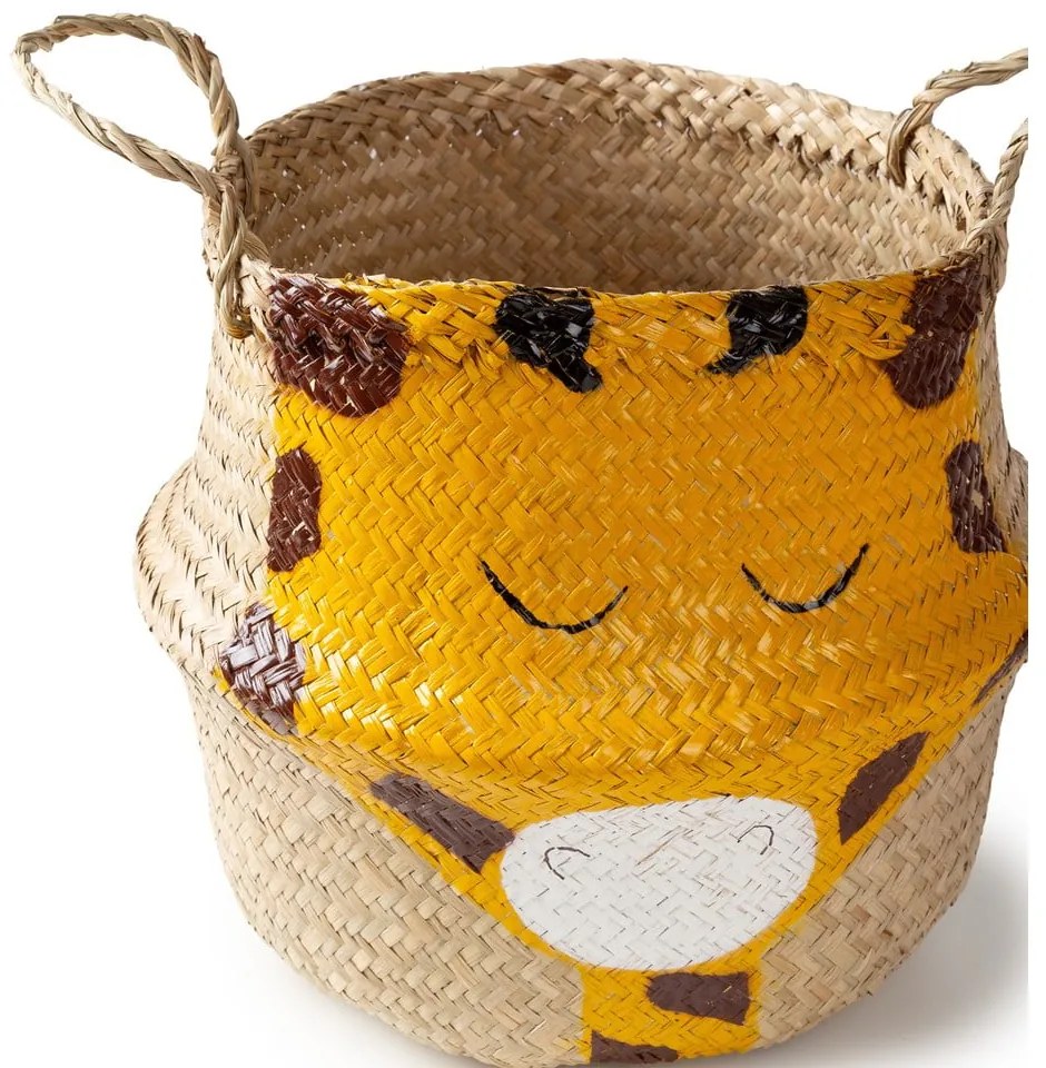 Detský kôš na hračky z morskej trávy v žlto-prírodnej farbe ø 30x28 cm Giraffe – Compactor