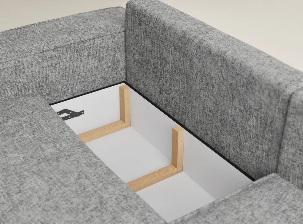 Sivá ženilková rozkladacia/s úložným priestorom rohová pohovka (pravý roh/do L) Tonga – Maison de Rêve
