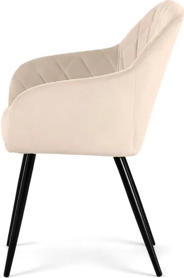 Sada štyroch jedálenských stoličiek VELTO zamatové, béžové / čierne nohy (4 ks)