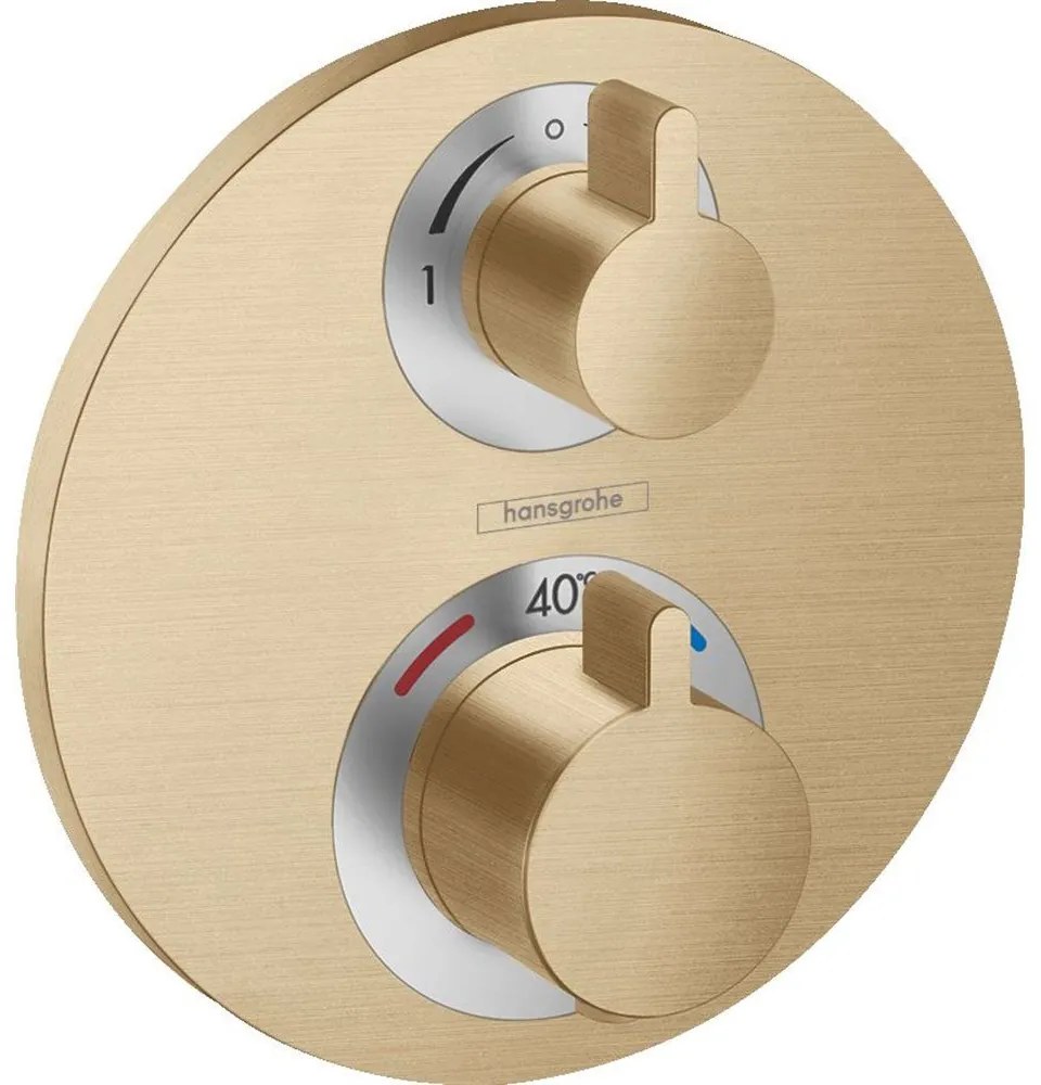 HANSGROHE Ecostat S termostat pod omietku pre 2 spotrebiče, s uzatváracím a prepínacím ventilom, kartáčovaný bronz, 15758140