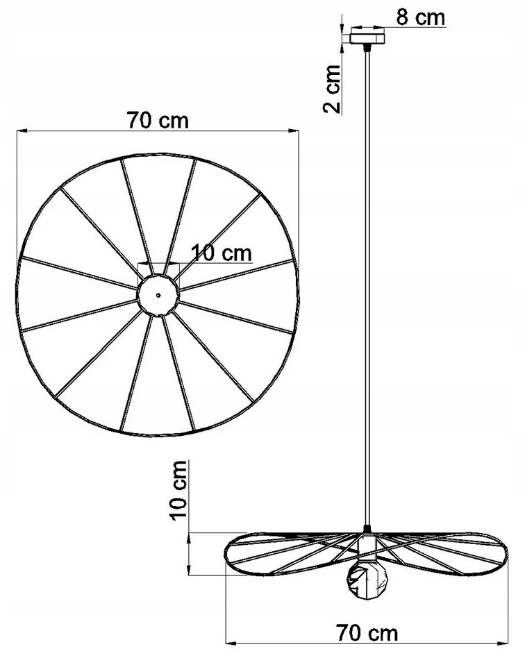 Závesné svietidlo Eskola, 1x čierne drôtené tienidlo, (fi 70 cm)