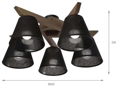 Brilagi - LED Prisadený luster ANTHONY 5xE14/40W/230V dub orech/čierna