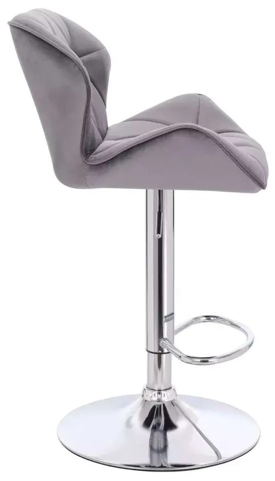 LuxuryForm DESIGN Barová stolička MILANO VELUR na striebornom tanieri - tmavo šedá