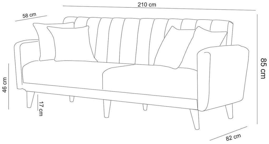 Dizajnová rozkladacia sedačka Zayda 210 cm tmavomodrá
