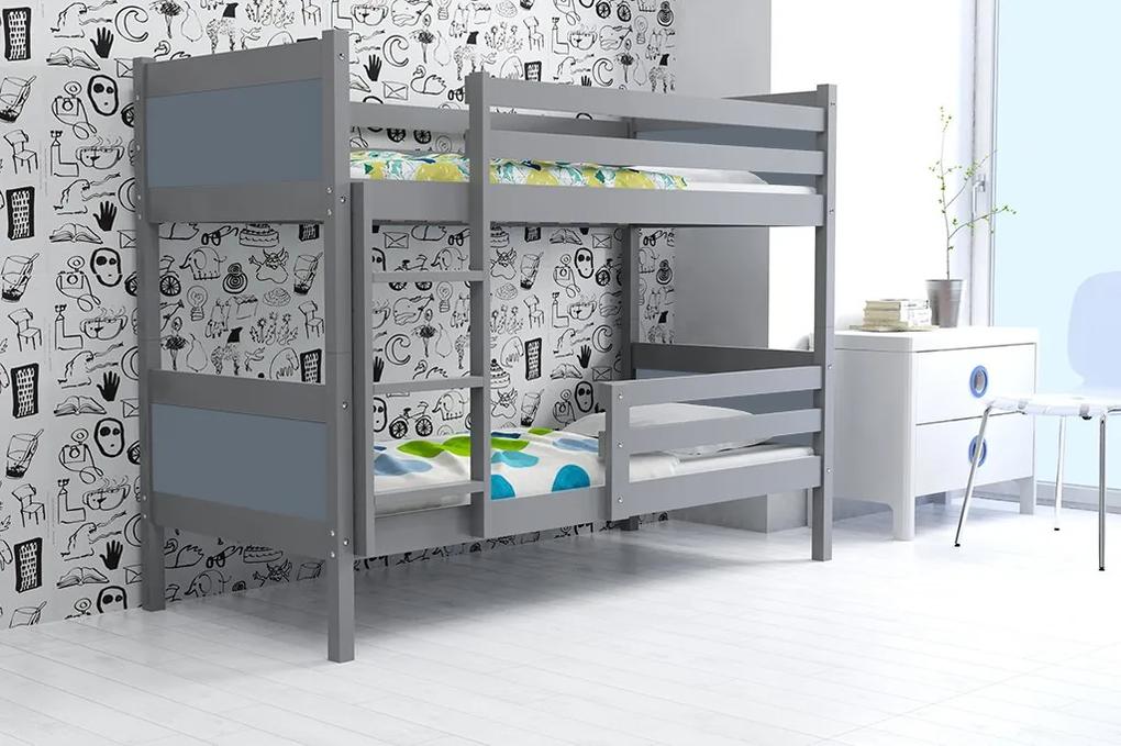 Poschodová posteľ RINO 200x90cm - Grafitová - Grafitová (BEZ zásuvky)